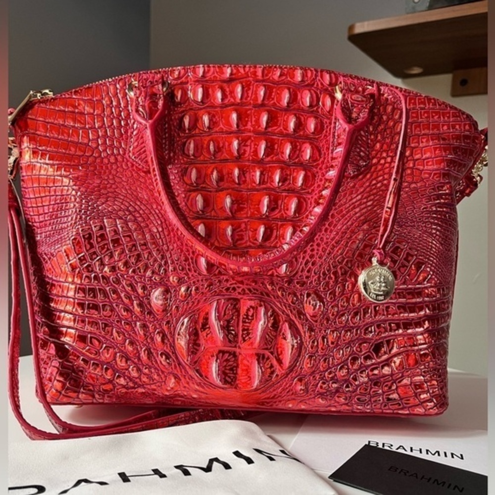 Brahmin Medium Duxbury Satchel Red Dragon Melbourne Leather NWT